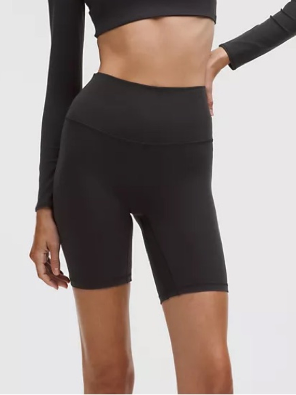 LULULEMON BLACK ALIGN HIGH RISE 8" SHORTS IN E+UC SIZE 10 - Picture 2 of 12